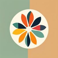 Flat geometric vector graphic logo of geometric flower, radial repeating, simple minimal, by Ivan Chermayeff